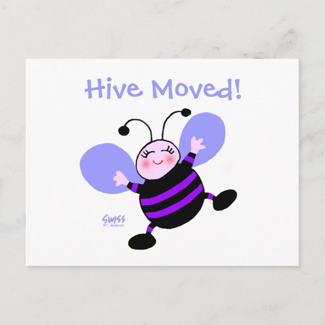 Cute Cartoon Bee Woman's Moving Announcement (Front)