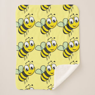 Cute Cartoon Bees Small Sherpa Blanket