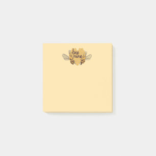 Cute Cartoon Bees with Hexagonal Honeycomb Heart Post-it Notes