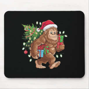 Cute Cartoon Bigfoot Christmas Tree Lights Sasquat Mouse Pad
