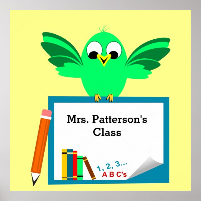 Cute cartoon Bird Classroom Posters (Front)