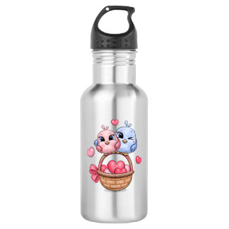 Cute cartoon birds couple 532 ml water bottle
