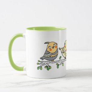 Cute Cartoon Birds Mug, Adorable Bird Illustration Mug