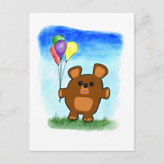 Cute Cartoon Birthday Bear Postcard (Front)