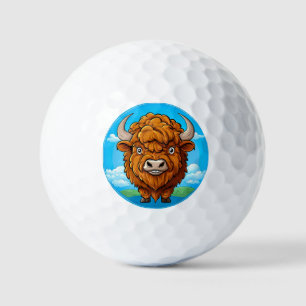 Cute Cartoon Bison Golf Balls