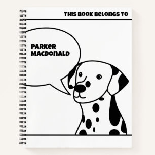 CUTE CARTOON BLACK AND WHITE PUPPY DOGS WITH SPOTS NOTEBOOK