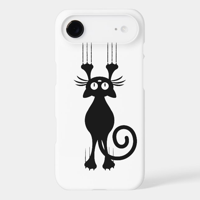 Cute Cartoon Black Cat Scratching Case-Mate iPhone Case (Back)