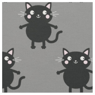 Cute Cartoon Black Cats Baby Nursery Kids Room Fabric