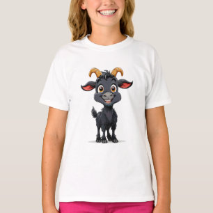 🐐✨ Cute Cartoon Black Goat Kids Animal Gift 🌿 T-Shirt