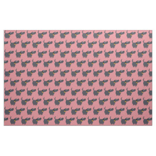 Cute Cartoon Black Labrador Fabric
