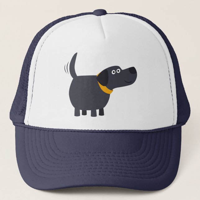 Cute Cartoon Black Labrador Hat (Front)