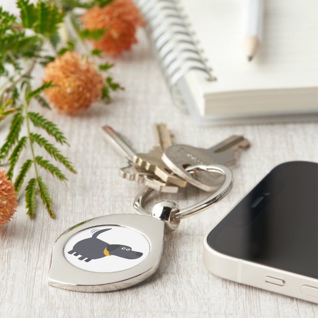 Cute Cartoon Black Labrador Keychain (Side)