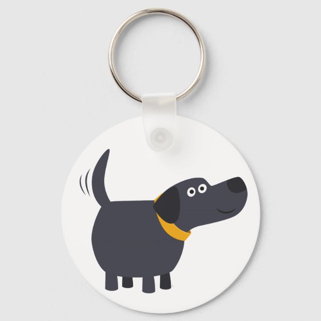 Cute Cartoon Black Labrador Keychain (Front)