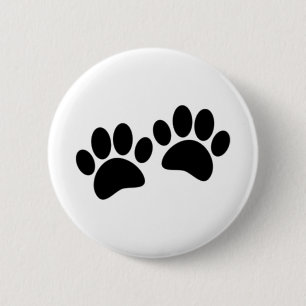 Cute Cartoon Black Puppy Paw Prints 6 Cm Round Badge