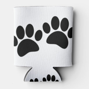 Cute Cartoon Black Puppy Paw Prints Can Cooler