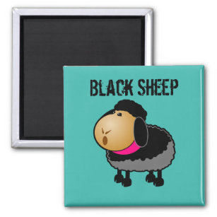 Cute Cartoon Black Sheep Drawing Magnet