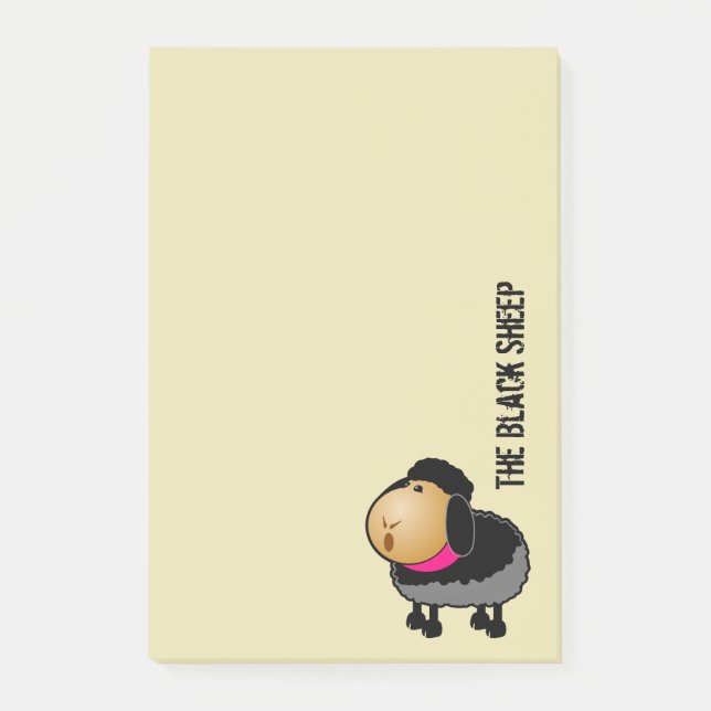 Cute Cartoon Black Sheep Drawing Post-it Notes (Front)