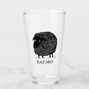 Cute Cartoon Black Sheep with Custom Text Glass