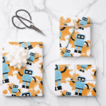 Cute Cartoon Blue Robot Orange Watercolor Splash Wrapping Paper Sheet<br><div class="desc">Bring out the child in you no matter what your age. A cute illustration of a blue robot toy with orange watercolor paint splashes in background. Perfect for boys and girls, big or small who love robots. Ideal birthday gift, nursery decor, kids room art, home decor, back to school or...</div>