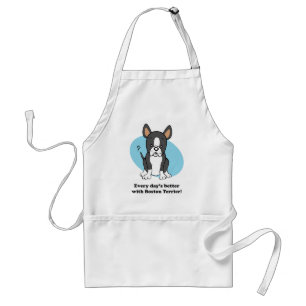 Cute Cartoon Boston Terrier Apron