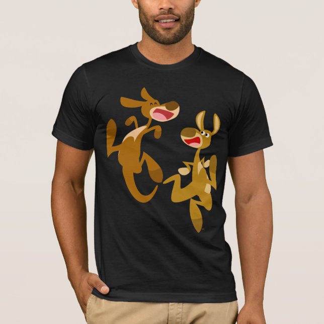 Cute Cartoon Bouncy Kangaroos T-Shirt (Front)