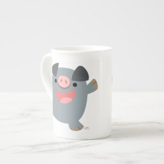 Cute Cartoon Bouncy Pig Bone China Mug