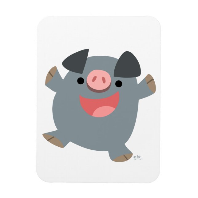 Cute Cartoon Bouncy Pig Flexible Magnet (Vertical)