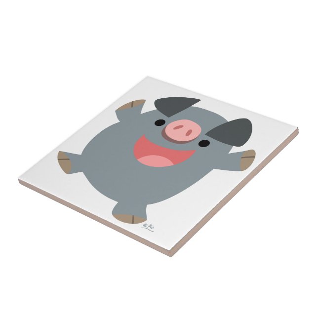 Cute Cartoon Bouncy Pig Tile (Side)