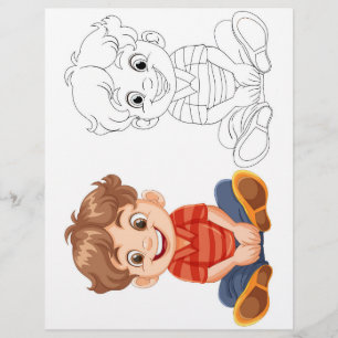Cute Cartoon  boy colouring page