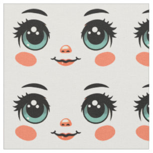 cute cartoon boy doll face art illustration fabric