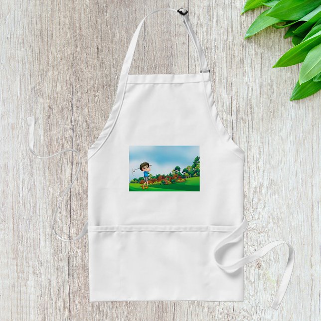 Cute Cartoon Boy Golfing Fun Golf Lover Design  Standard Apron (Creator Uploaded)