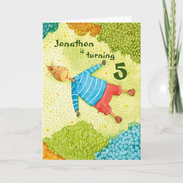 Cute Cartoon Boy's Custom Birthday Card (Front)