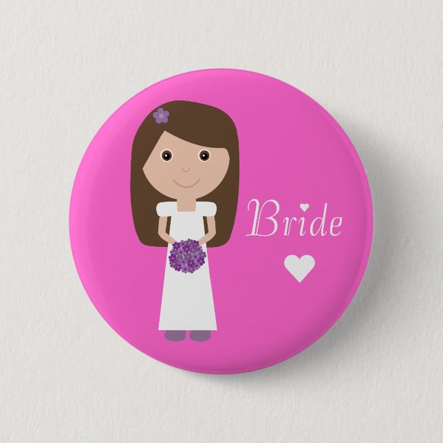 Cute Cartoon Bride 6 Cm Round Badge (Front)