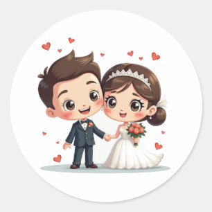 Cute Cartoon Bride and Groom Stickers