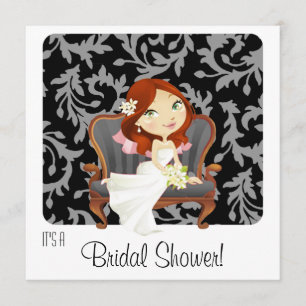 Cute Cartoon Bride Bridal Shower Invitation