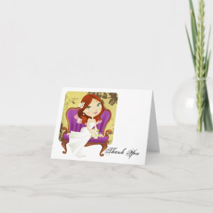 Cute Cartoon Bride Bridal Shower Thank You Card