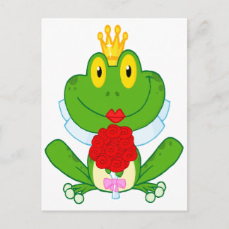 cute cartoon bride froggy frog postcard