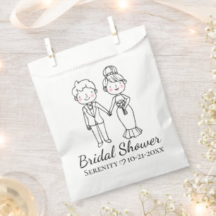 Cute Cartoon Bride Groom Bridal Shower Favour Bags