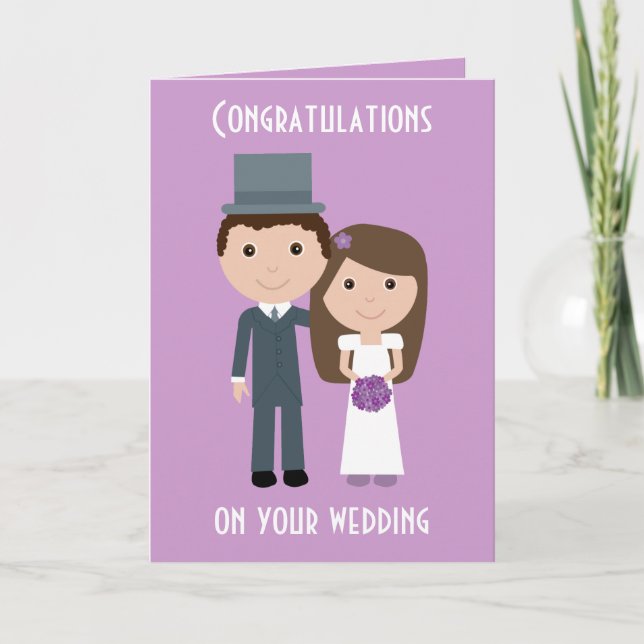 Cute cartoon Bride & Groom Wedding card (Front)