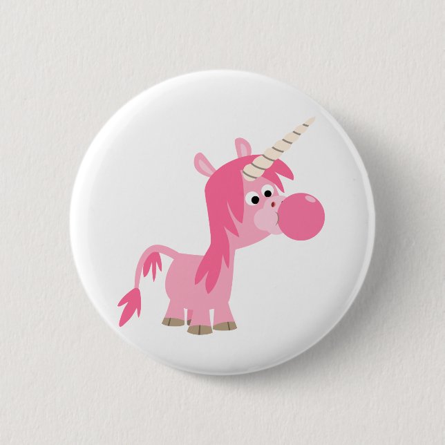 Cute Cartoon Bubble Gum Unicorn Button Badge (Front)