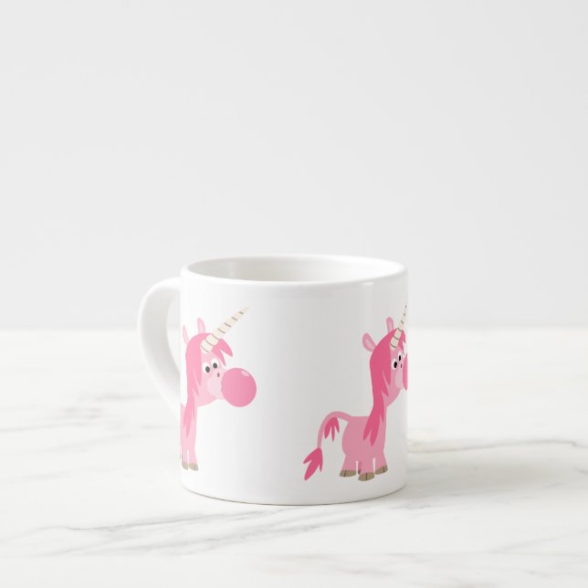 Cute Cartoon Bubble Gum Unicorn Espresso Mug (Front Left)