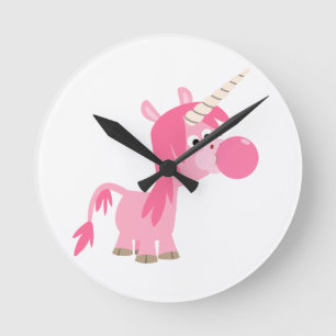 Cute Cartoon Bubble Gum Unicorn Wall Clock