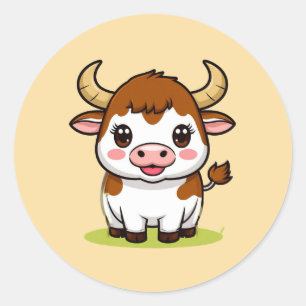 Cute Cartoon Bull Kids Room Decor🐂 Classic Round Sticker