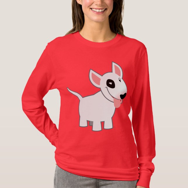 Cute Cartoon Bull Terrier Women T-Shirt (Front)