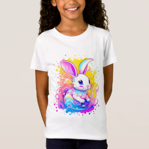 Cute cartoon bunny on colorful background T-Shirt