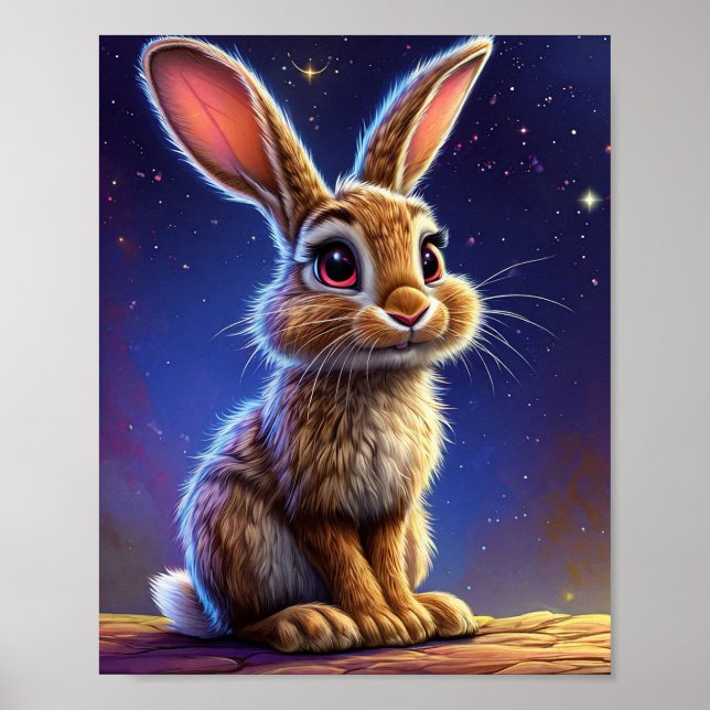 Cute Cartoon Bunny Poster (Front)