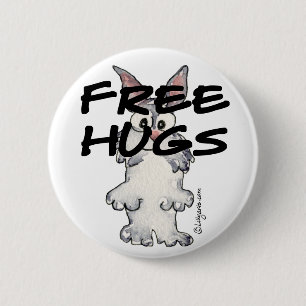 Cute Cartoon Bunny Rabbit Free Hugs Pin
