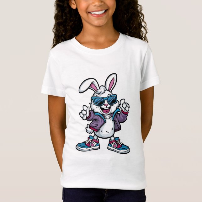  Cute Cartoon Bunny Rabbit Tee for Animal Lovers (Front)