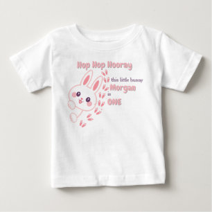 Cute Cartoon Bunny Turning One Girls 1st Birthday  Baby T-Shirt