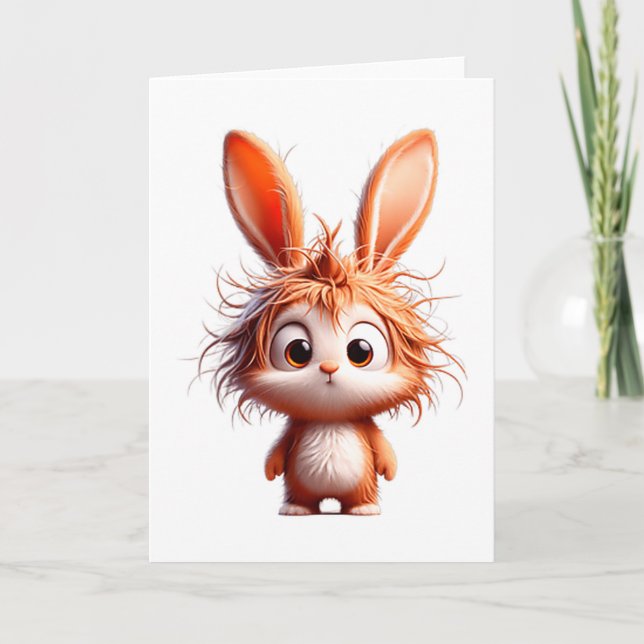 Cute Cartoon Bunny With Funny Expression  Card (Front)